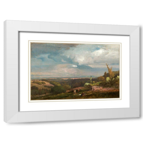 Approaching Storm from the Alban Hills White Modern Wood Framed Art Print with Double Matting by Inness, George