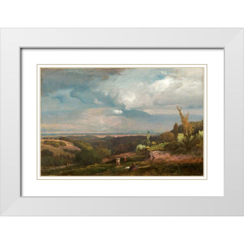 Approaching Storm from the Alban Hills White Modern Wood Framed Art Print with Double Matting by Inness, George
