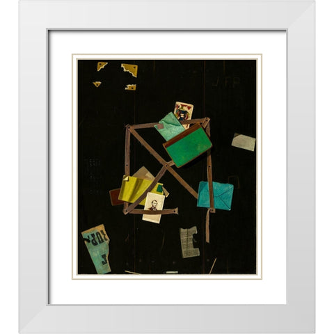 Card Rack with a Jack of Hearts White Modern Wood Framed Art Print with Double Matting by Peto, John F