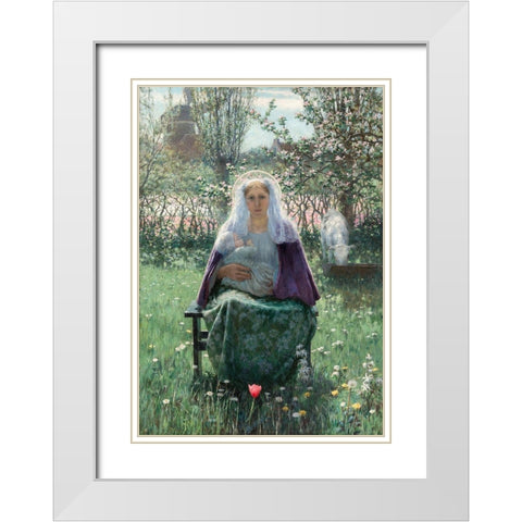 The Blessed Mother White Modern Wood Framed Art Print with Double Matting by Hitchcock, George