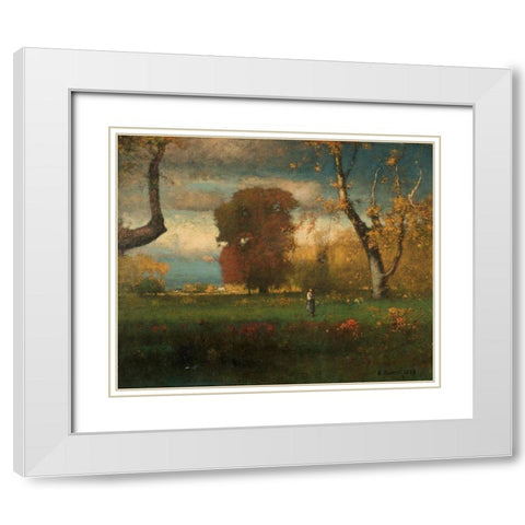 Landscape White Modern Wood Framed Art Print with Double Matting by Inness, George