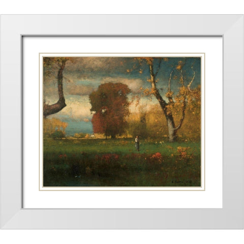 Landscape White Modern Wood Framed Art Print with Double Matting by Inness, George