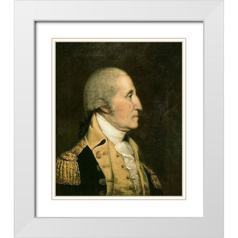 George Washington White Modern Wood Framed Art Print with Double Matting by America 18th Century