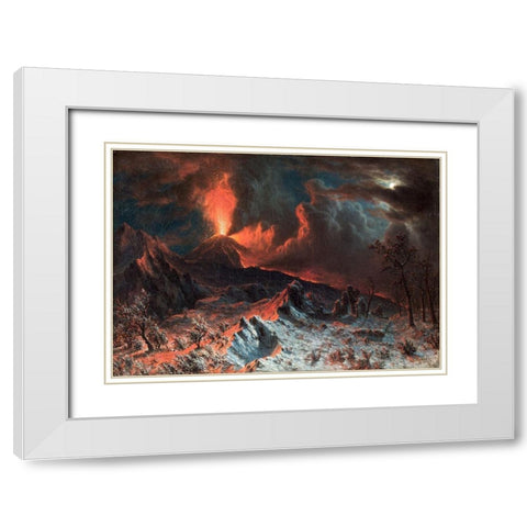 Mount Vesuvius at Midnight White Modern Wood Framed Art Print with Double Matting by Bierstadt, Albert