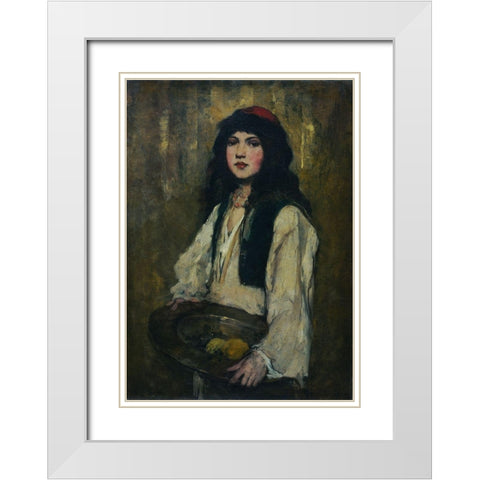 The Venetian Girl White Modern Wood Framed Art Print with Double Matting by Duveneck, Frank