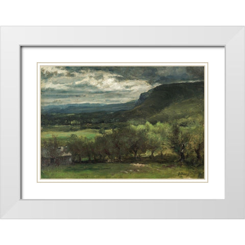 Montclair New Jersey White Modern Wood Framed Art Print with Double Matting by Inness, George