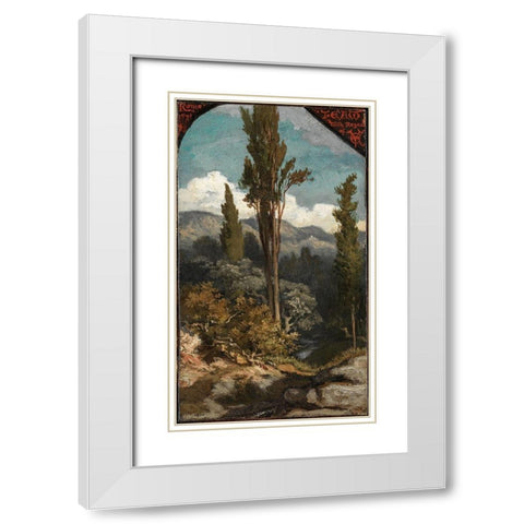 Three Trees Italy White Modern Wood Framed Art Print with Double Matting by Vedder, Elihu