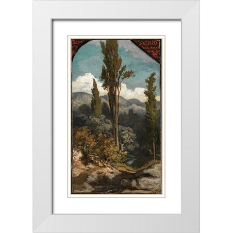 Three Trees Italy White Modern Wood Framed Art Print with Double Matting by Vedder, Elihu