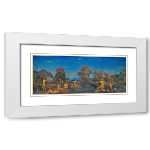 Hermes and the Infant Dionysus White Modern Wood Framed Art Print with Double Matting by Davies, Arthur B