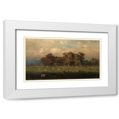 Durham Connecticut White Modern Wood Framed Art Print with Double Matting by Inness, George