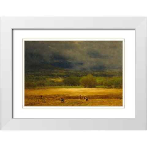The Wheat Field White Modern Wood Framed Art Print with Double Matting by Inness, George