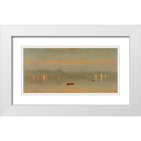 Haverstraw Bay White Modern Wood Framed Art Print with Double Matting by Gifford, Sanford Robinson