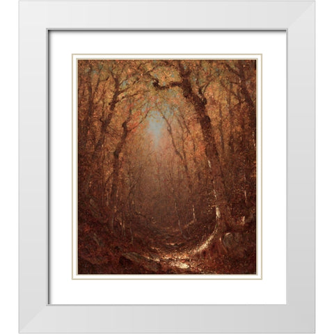 Autumn a Wood Path White Modern Wood Framed Art Print with Double Matting by Gifford, Sanford Robinson