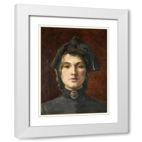 Head of a Girl White Modern Wood Framed Art Print with Double Matting by America, Early 20th Century