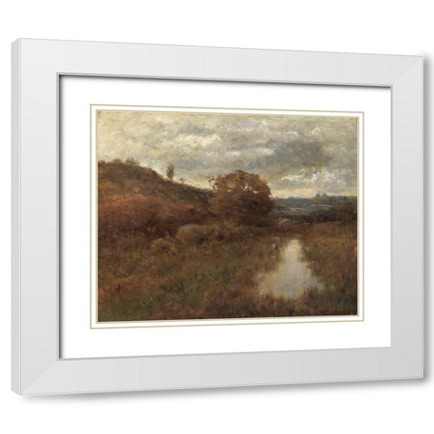 Autumn Landscape and Pool White Modern Wood Framed Art Print with Double Matting by Wyant, Alexander H