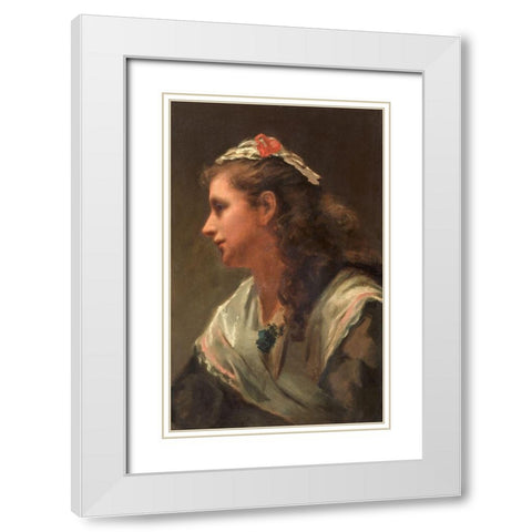 His First Model Miss Russell White Modern Wood Framed Art Print with Double Matting by Hunt, William Morris