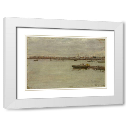 Seascape White Modern Wood Framed Art Print with Double Matting by Ranger, Henry Ward