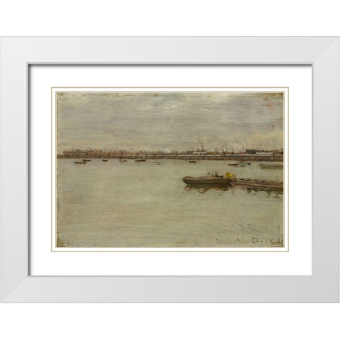 Seascape White Modern Wood Framed Art Print with Double Matting by Ranger, Henry Ward