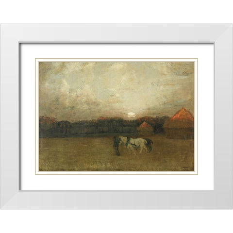 The Stubble Field White Modern Wood Framed Art Print with Double Matting by Dearth, Henry Golden