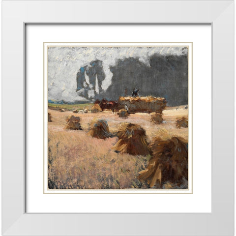 Harvest Time White Modern Wood Framed Art Print with Double Matting by Keller, Henry