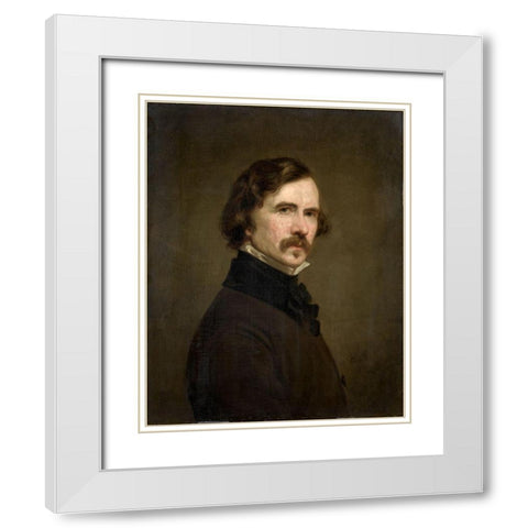 Self-Portrait White Modern Wood Framed Art Print with Double Matting by Healy, Geogre Peter Alexander