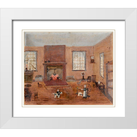 In the Kitchen White Modern Wood Framed Art Print with Double Matting by Case, Frank E
