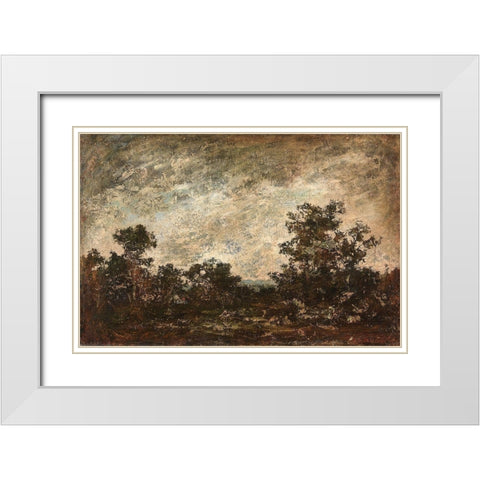 Indian Camp White Modern Wood Framed Art Print with Double Matting by Blakelock, Ralph A