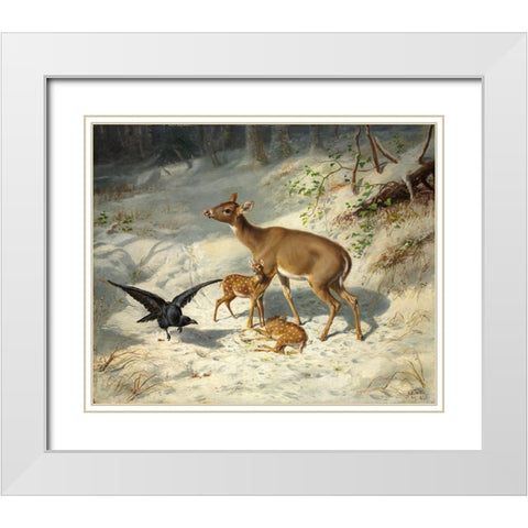 Maternal Solicitude White Modern Wood Framed Art Print with Double Matting by Tait, Arthur Fitzwilliam