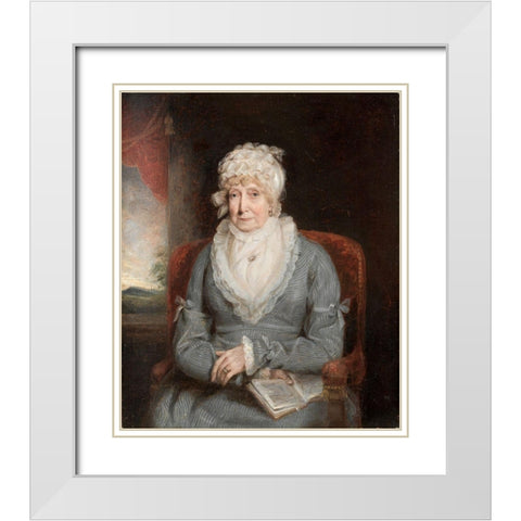 Portrait of a Woman Mrs Ann Hivlyn White Modern Wood Framed Art Print with Double Matting by America or England, 19th Century