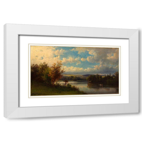 Landscape near Granby Connecticut White Modern Wood Framed Art Print with Double Matting by Kruseman van Elten, Hendrik Dirk