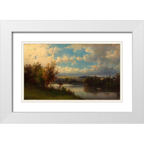 Landscape near Granby Connecticut White Modern Wood Framed Art Print with Double Matting by Kruseman van Elten, Hendrik Dirk
