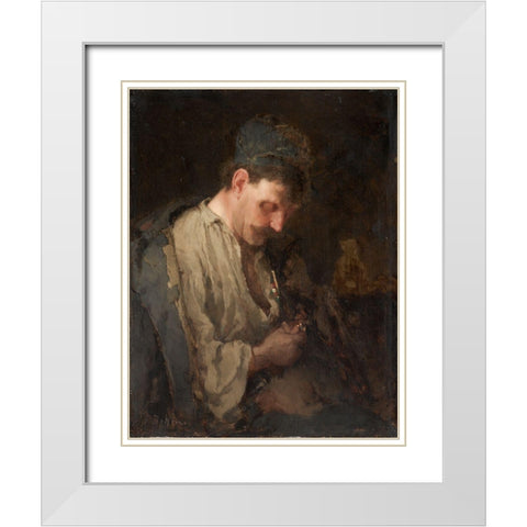Portrait of a Man White Modern Wood Framed Art Print with Double Matting by Bohm, Max