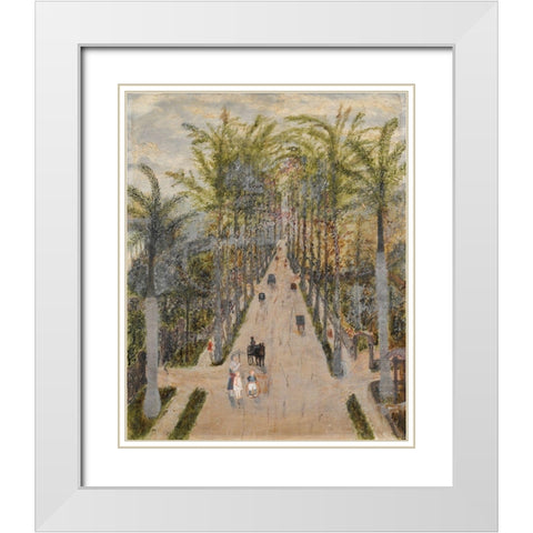 The Palm Alley White Modern Wood Framed Art Print with Double Matting by Case, Frank E