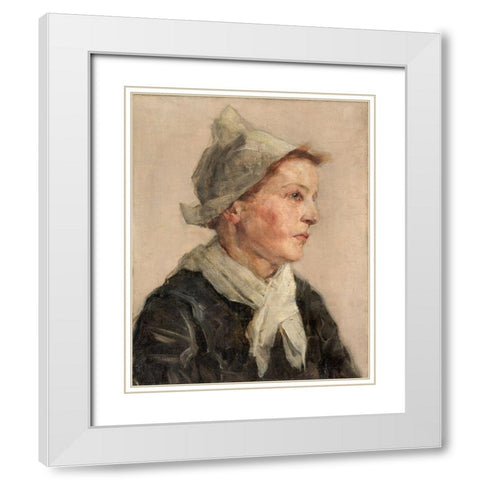Head of a Woman White Modern Wood Framed Art Print with Double Matting by Gottwald, Frederick