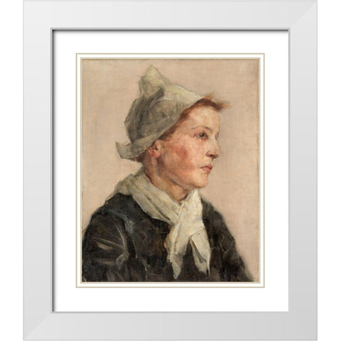 Head of a Woman White Modern Wood Framed Art Print with Double Matting by Gottwald, Frederick