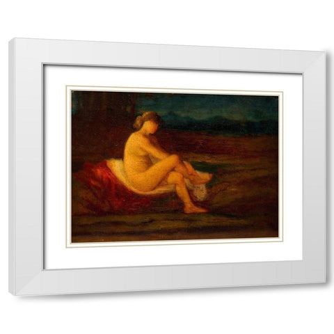 A Bather White Modern Wood Framed Art Print with Double Matting by Newman, Robert Loftin