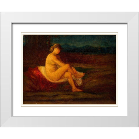 A Bather White Modern Wood Framed Art Print with Double Matting by Newman, Robert Loftin