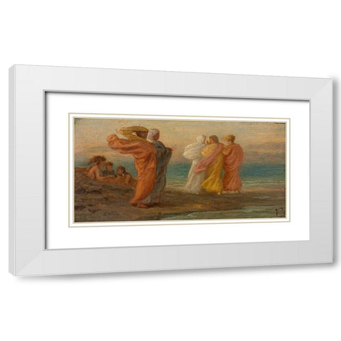 The Music Party White Modern Wood Framed Art Print with Double Matting by Vedder, Elihu