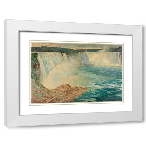 Niagara Falls White Modern Wood Framed Art Print with Double Matting by Satra, August