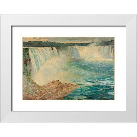 Niagara Falls White Modern Wood Framed Art Print with Double Matting by Satra, August