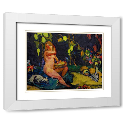 Nude White Modern Wood Framed Art Print with Double Matting by Keller, Henry