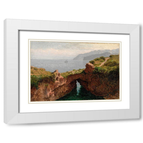 Natural Arch Capri White Modern Wood Framed Art Print with Double Matting by Haseltine, William Stanley