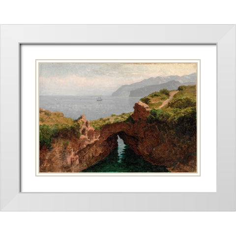 Natural Arch Capri White Modern Wood Framed Art Print with Double Matting by Haseltine, William Stanley