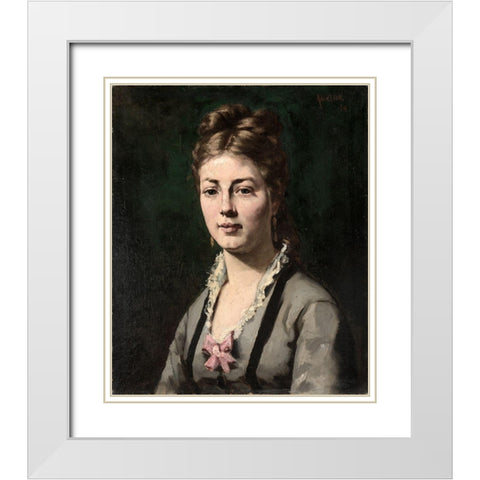 Portrait of a Woman White Modern Wood Framed Art Print with Double Matting by Anderson, Abraham Archibald