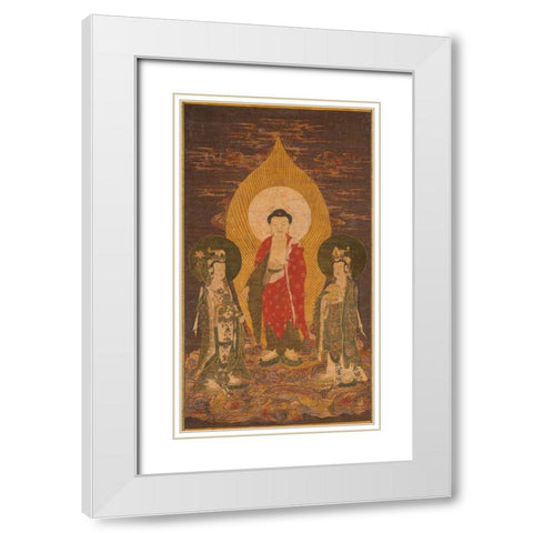 Amitabha Triad White Modern Wood Framed Art Print with Double Matting by dynasty, China Ming