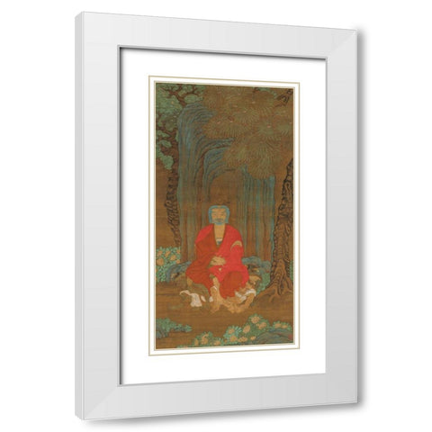 Shakyamuni under the Bodhi Tree White Modern Wood Framed Art Print with Double Matting by dynasty, China Ming