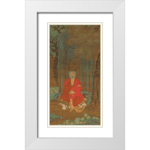Shakyamuni under the Bodhi Tree White Modern Wood Framed Art Print with Double Matting by dynasty, China Ming