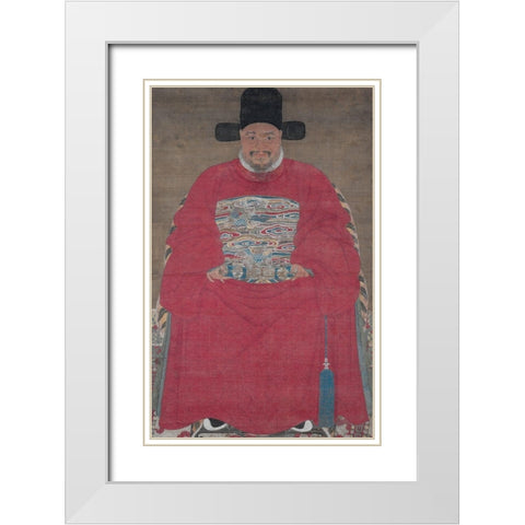 Portrait of an Official White Modern Wood Framed Art Print with Double Matting by dynasty, China Ming