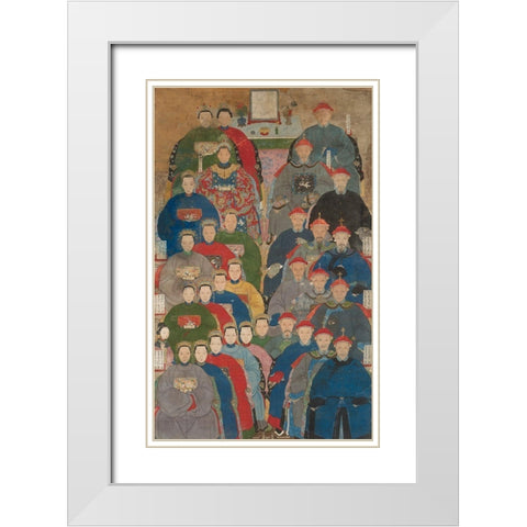 Ancestor Group Portrait White Modern Wood Framed Art Print with Double Matting by dynasty, China Qing