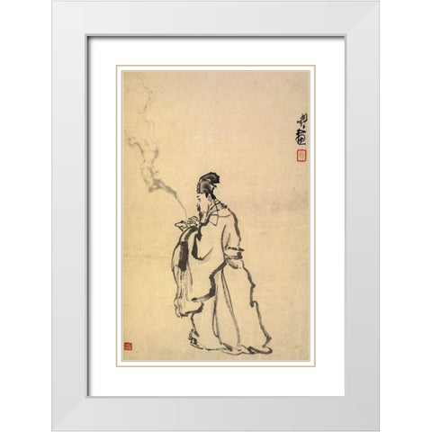 Su Dongpo White Modern Wood Framed Art Print with Double Matting by Zhen, Min